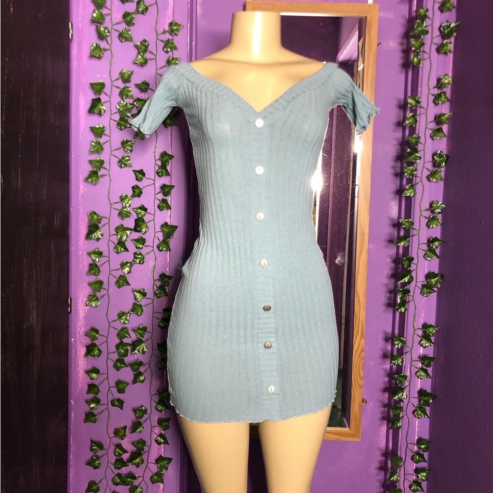 Fashion nova Jaslyn off shoulder baby blue mini dress size M